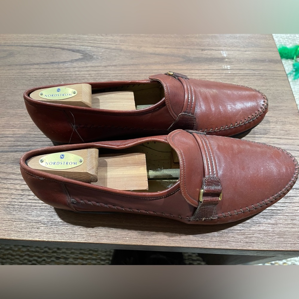 Santoni Gold Buckle Loafers